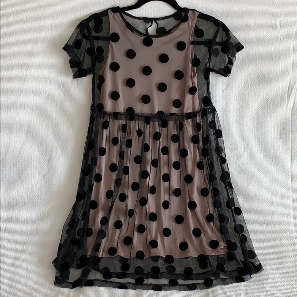 NWOT H&M Sheer Black Dot Dress w/ Lining Size 8-9y